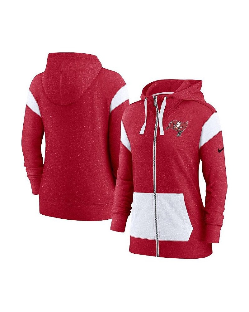 Women's Red White Tampa Bay Buccaneers Monaco Full-Zip Hoodie Red $45.00 Sweatshirts