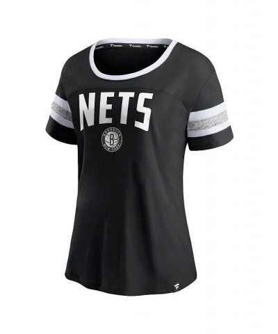 Women's Black and Heathered Gray Brooklyn Nets Block Party Striped Sleeve T-shirt Black, Heathered Gray $23.84 Tops