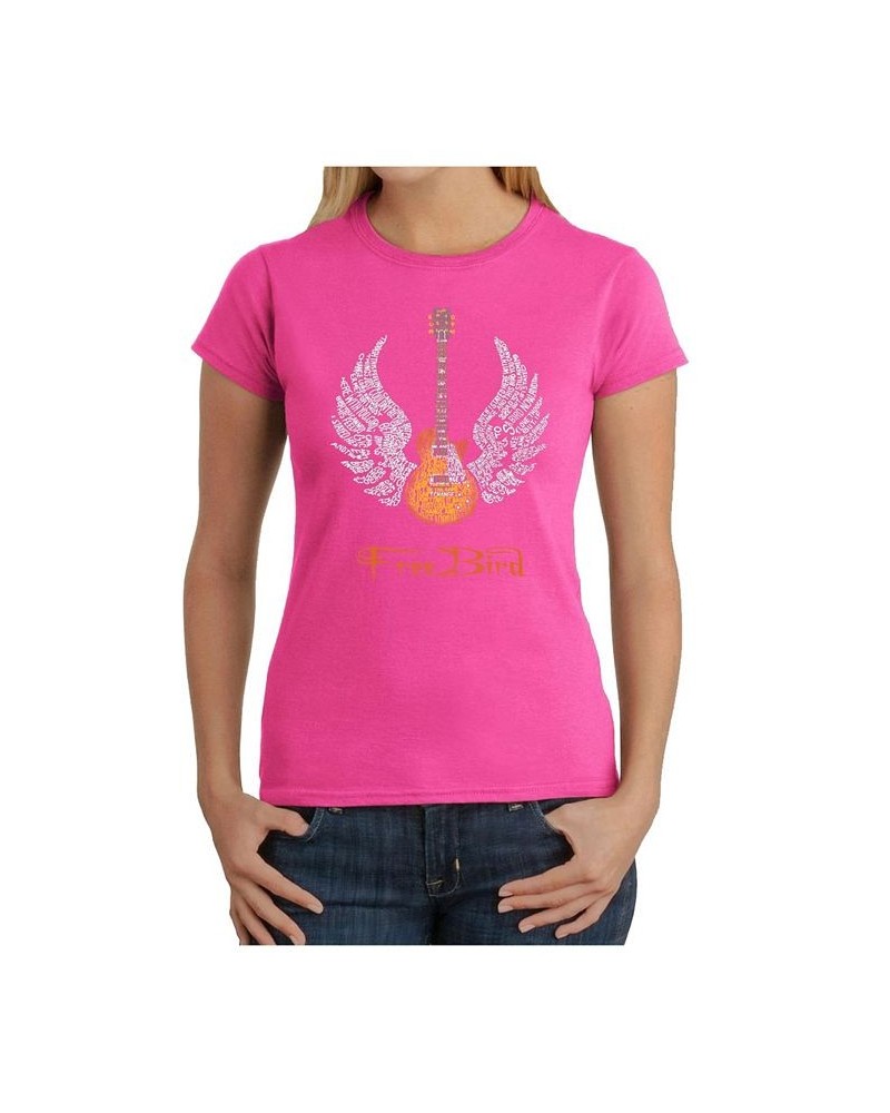 Women's Word Art T-Shirt - Lyrics To Free Bird Pink $18.36 Tops