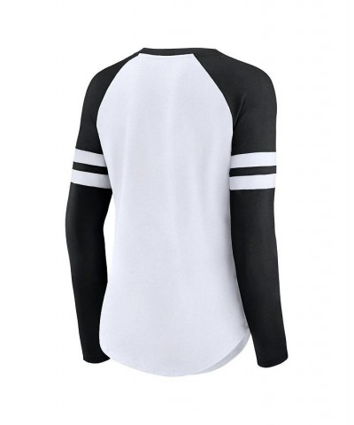 Women's Branded White Black Las Vegas Raiders True to Form Raglan Lace-Up V-Neck Long Sleeve T-shirt White, Black $31.34 Tops