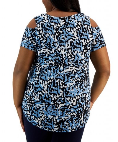 Plus Size Cold Shoulder Printed Top Spring Shower Combo $15.39 Tops