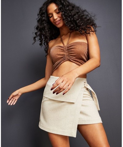 Women's Metallic Threaded Tube Top Gold $21.67 Tops