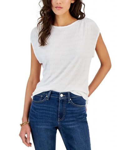 Women's Cap-Sleeve T-Shirt White $19.48 Tops