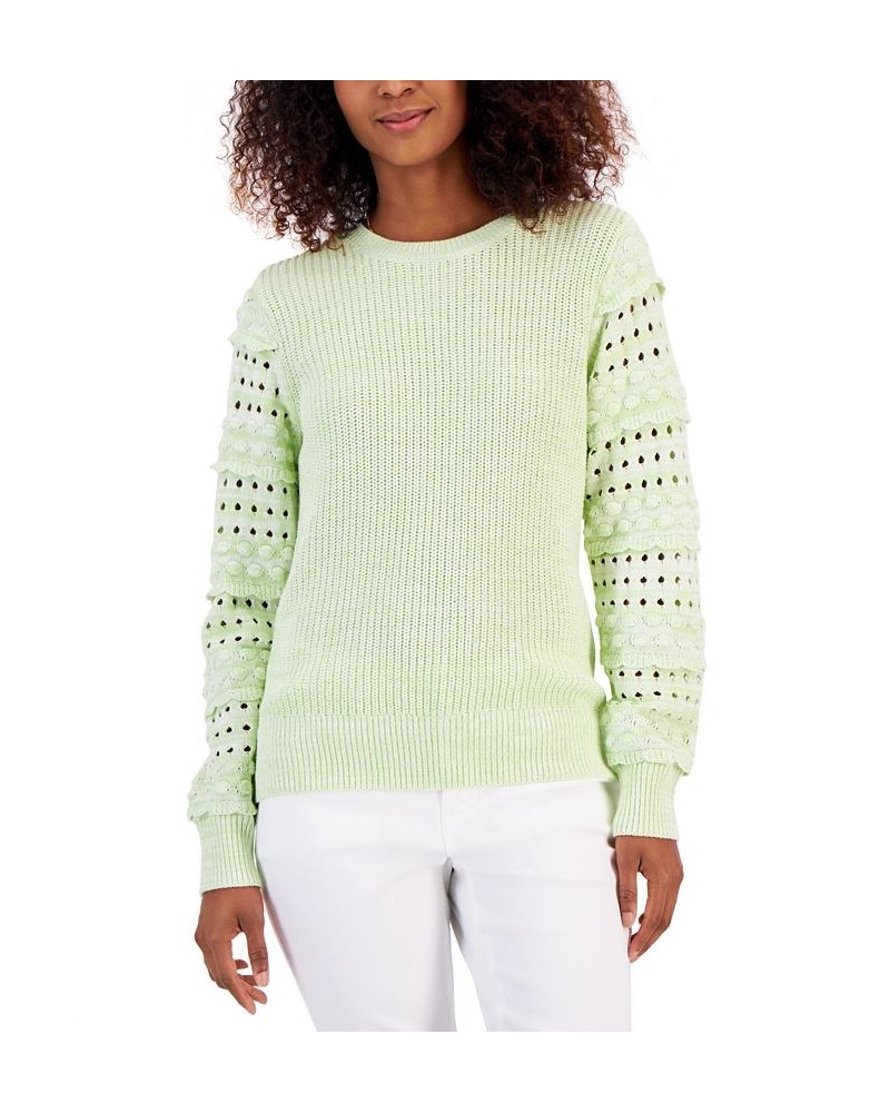 Women's Mixed-Knit Sweater Green $21.39 Sweaters