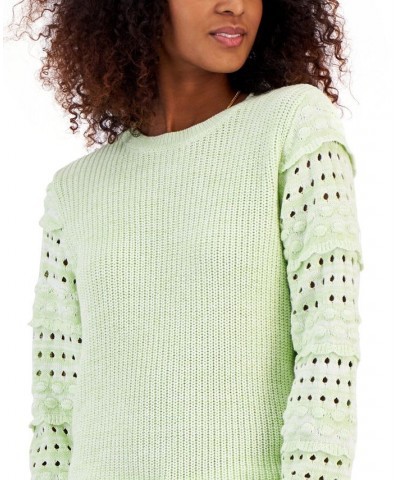 Women's Mixed-Knit Sweater Green $21.39 Sweaters