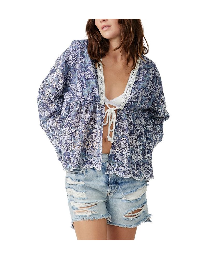 Women's Anissa Bed Jacket Blue Combo $41.50 Jackets