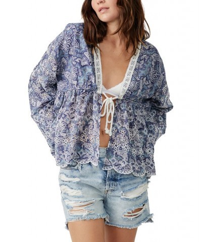 Women's Anissa Bed Jacket Blue Combo $41.50 Jackets