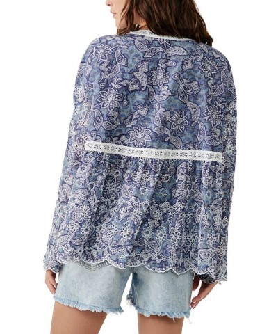 Women's Anissa Bed Jacket Blue Combo $41.50 Jackets