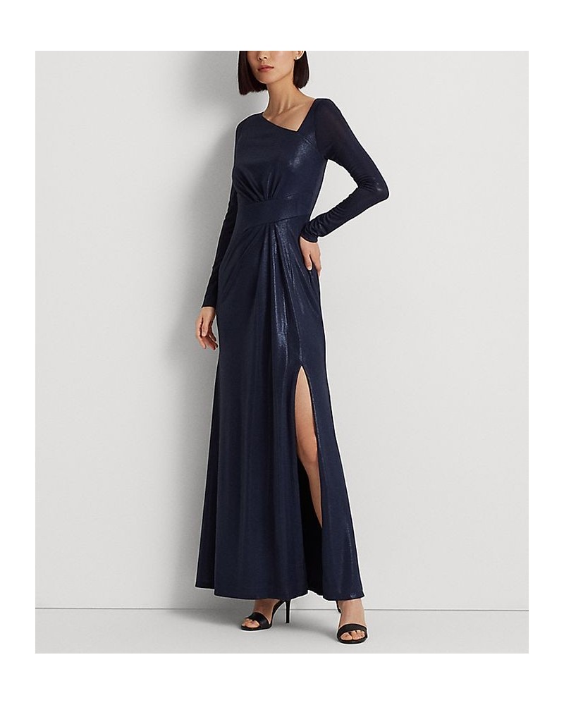 Women's Foil-Print Jersey Gown French Navy $97.60 Dresses