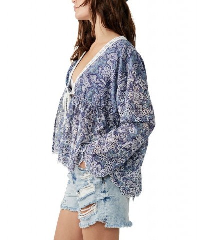 Women's Anissa Bed Jacket Blue Combo $41.50 Jackets