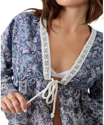 Women's Anissa Bed Jacket Blue Combo $41.50 Jackets