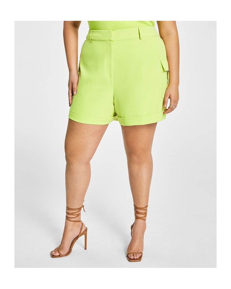 Trendy Plus Size High Rise Cargo Utility Shorts Green $33.18 Shorts