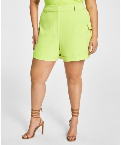 Trendy Plus Size High Rise Cargo Utility Shorts Green $33.18 Shorts