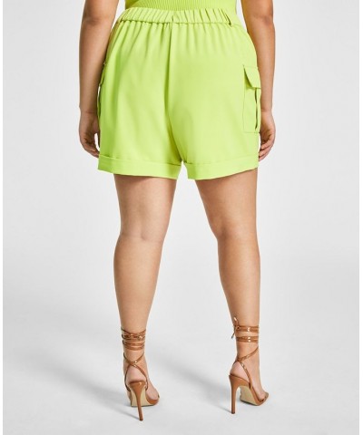 Trendy Plus Size High Rise Cargo Utility Shorts Green $33.18 Shorts