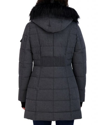 Women's Faux-Fur-Trim Hooded Puffer Coat Charcoal $62.00 Coats