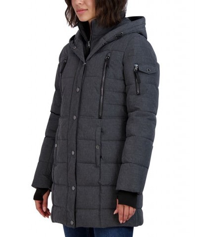 Women's Faux-Fur-Trim Hooded Puffer Coat Charcoal $62.00 Coats