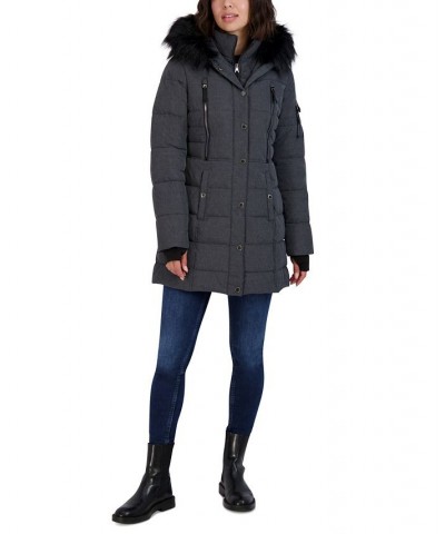 Women's Faux-Fur-Trim Hooded Puffer Coat Charcoal $62.00 Coats