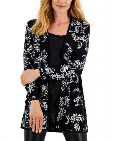 Candlelight Stories Jacquard Cardigan Sweater Black $16.70 Sweaters