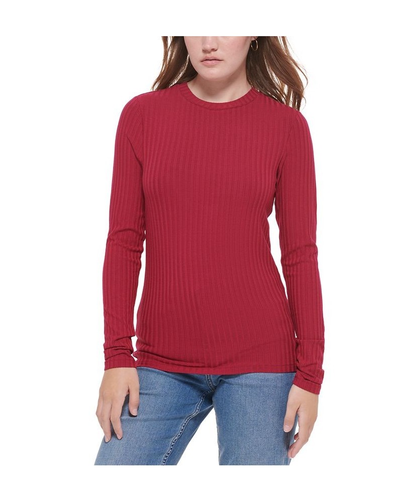 Women's Long Sleeve Crewneck Top Purple $22.85 Tops