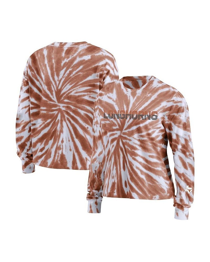 Women's Texas Orange Texas Longhorns Tie-Dye Long Sleeve T-shirt Texas Orange $34.79 Tops