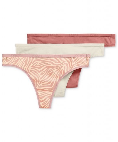 Women's 3-Pk. Stretch Cotton Thong Underwear Red $13.66 Panty