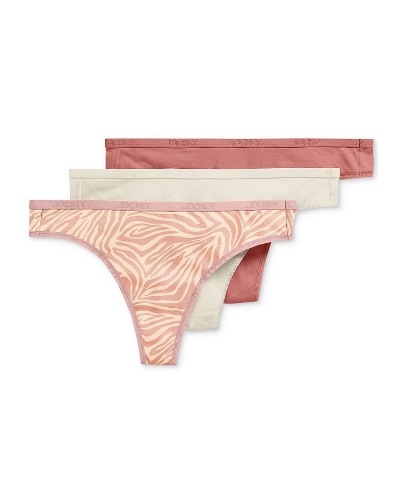 Women's 3-Pk. Stretch Cotton Thong Underwear Red $13.66 Panty