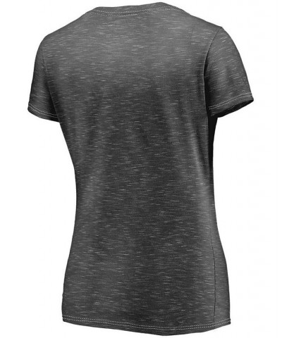 Women's Charcoal Brooklyn Nets Double-Fade Space-Dye V-Neck T-shirt Charcoal $19.24 Tops