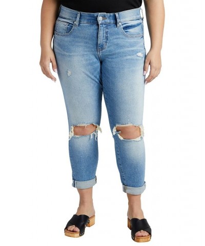 Plus Size Carter Mid Rise Girlfriend Jeans Island Blue $28.08 Jeans