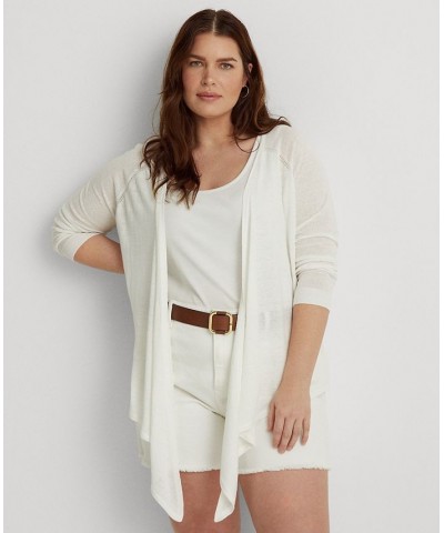 Plus Size Linen-Blend Sweater White $35.55 Sweaters