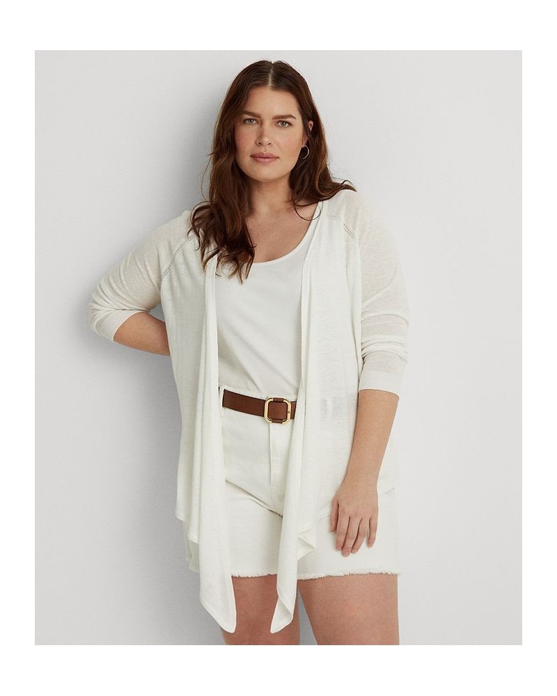 Plus Size Linen-Blend Sweater White $35.55 Sweaters