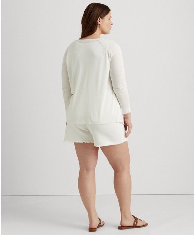 Plus Size Linen-Blend Sweater White $35.55 Sweaters