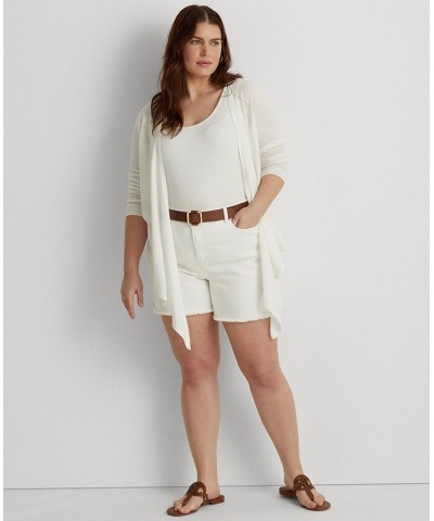 Plus Size Linen-Blend Sweater White $35.55 Sweaters