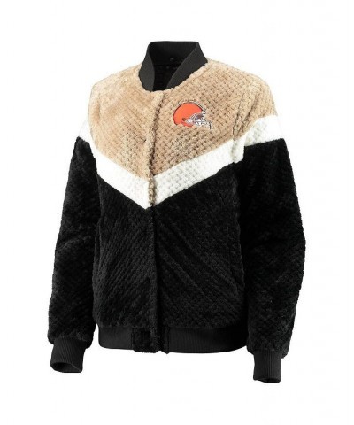 Women's Black Cream Cleveland Browns Riot Squad Sherpa Full-Snap Jacket Black, Cream $50.40 Jackets