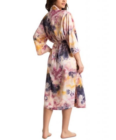 Women's Aurora Printed Midi Wrap Robe Camel $26.22 Sleepwear