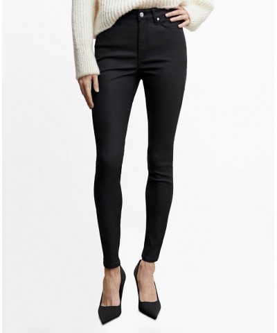 Women's Coated Skinny Push-Up Jeans Black $25.20 Jeans