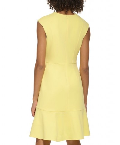 Women's Button-Trimmed Flounce-Hem Dress Yellow $60.48 Dresses