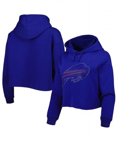 Women's Royal Buffalo Bills Crystal Logo Cropped Pullover Hoodie Royal $43.20 Sweatshirts