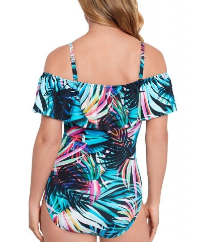 Women's Tummy Control Off the Shoulder Ruffled Swimsuit Fiesta Fronds $51.52 Swimsuits