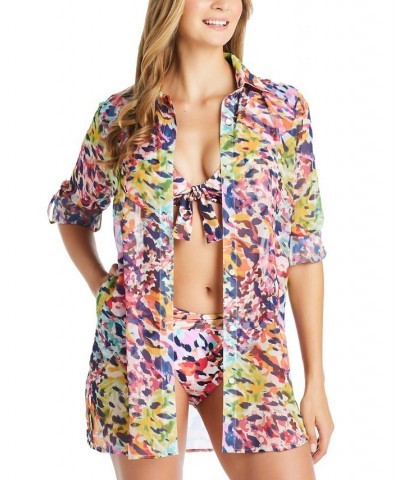 Women's Party Animal Chiffon Shirt Cover-Up Multi $50.49 Swimsuits