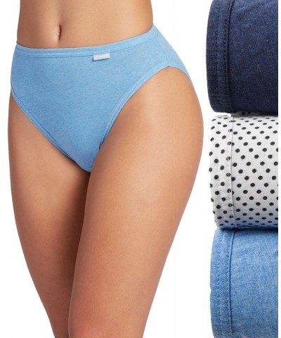 Elance French Cut 3 Pack Underwear 1485 1487 Extended Sizes Deep Blue Heather/Deep Blue Dot/Sea Blue Denim $12.47 Panty