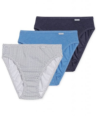 Elance French Cut 3 Pack Underwear 1485 1487 Extended Sizes Deep Blue Heather/Deep Blue Dot/Sea Blue Denim $12.47 Panty
