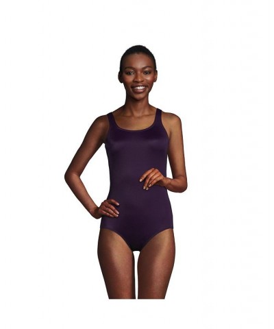 Women's Mastectomy Scoop Neck Soft Cup Tugless Sporty One Piece Swimsuit Blackberry $36.48 Swimsuits