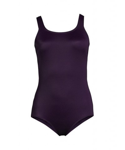 Women's Mastectomy Scoop Neck Soft Cup Tugless Sporty One Piece Swimsuit Blackberry $36.48 Swimsuits