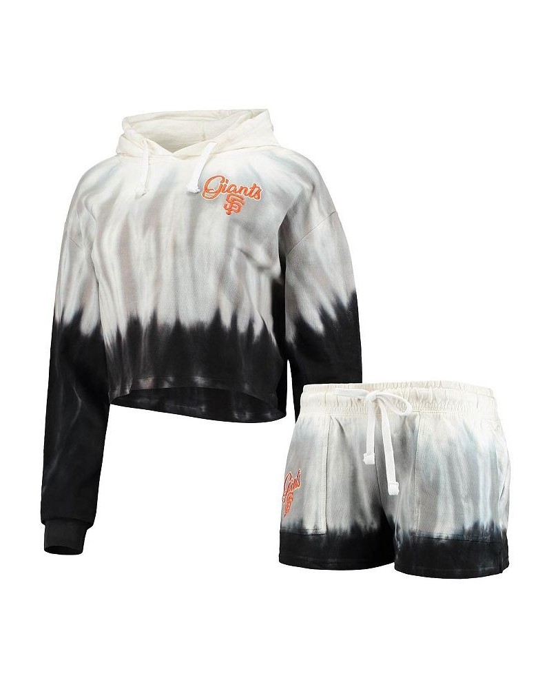 Women's Black San Francisco Giants Dip-Dye Hoodie T-shirt and Pants Sleep Set Black $33.60 Pajama
